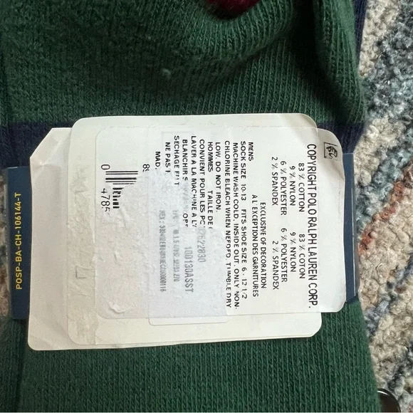 Ralph Lauren Men's Striped Dress Socks - Navy, Green, Burgundy - Picture 2 of 3